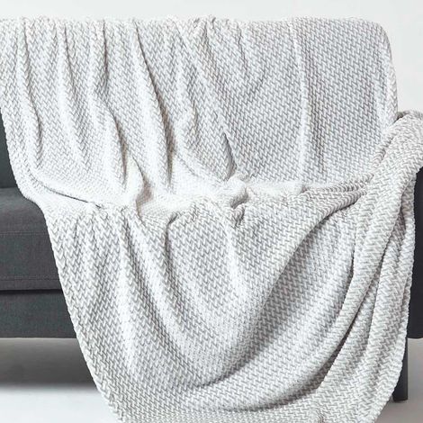 HOMESCAPES Samt-Jacquard-Decke Mora - Tagesdecke grau, 130 x 160 cm