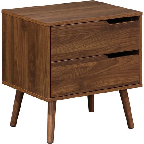 sweeek - Nachttisch mit Holzdekor, nussbaumfarben, 2 Schubladen (1/5)