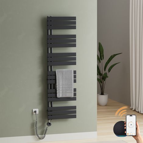 S’AFIELINA Radiateur Sèche-serviettes Electrique avec thermostat programmable, chauffe-serviettes électrique avec contrôle de la température, Anthracite 159.9x50 cm 1000Watts (1/5)