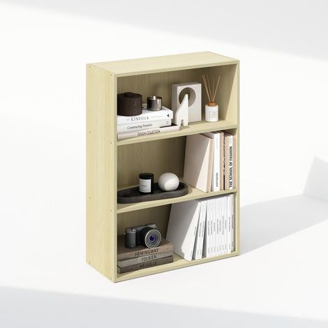 Étagère, Bibliothèque À 3 Niveaux, Étagères De Rangement, 24,6 x 60,2 x 80 cm, pour Salon, Chambre, Bureau, Hêtre Étuvé. (1/5)