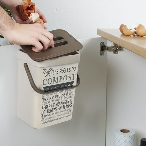 Poubelle à compost 5L ME0020 – Poubelle à pédale avec couvercle – Anse pour transport facile – Collecte épluchures et déchets alimentaires – CMP
