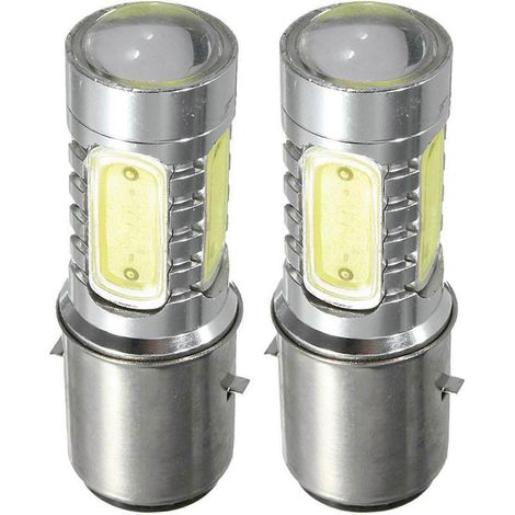 2 ampoules LED blanches BA20D H6 4 COB 12V pour phare de moto, vélo, cyclomoteur et quad (1/5)