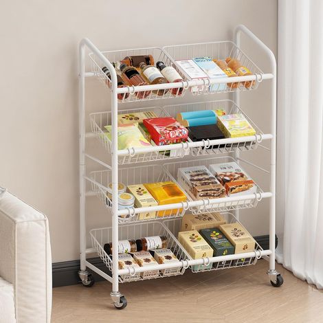 Chariot de Cuisine à 4 Niveaux, Chariot de Rangement Grande capacité (1/5)