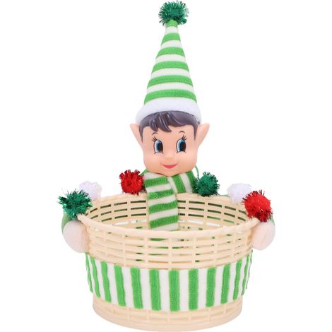 Eosnow Elfen-Aufbewahrungs-Geschenkkorb, großes Fassungsvermögen, multifunktionale Weihnachtsdekorationen, Süßigkeiten, Snacks, Grün