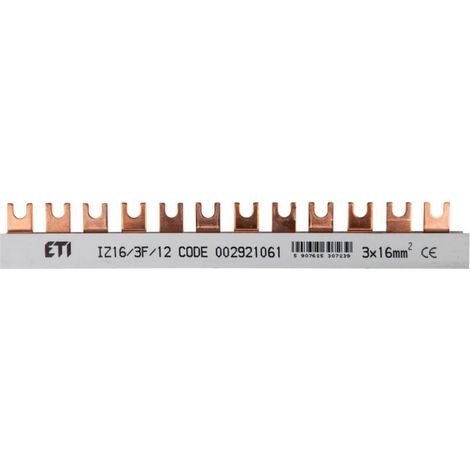 Gabelanschluss-Sammelschiene 3P 100A 16mm2 (12 Module) IZ16/3F/12 002921061