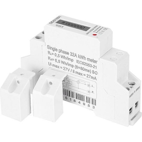 Compteur d'énergie monophasé sur rail DIN DDS1891, 230 V, 5 (32) A, 50 Hz, écran LCD