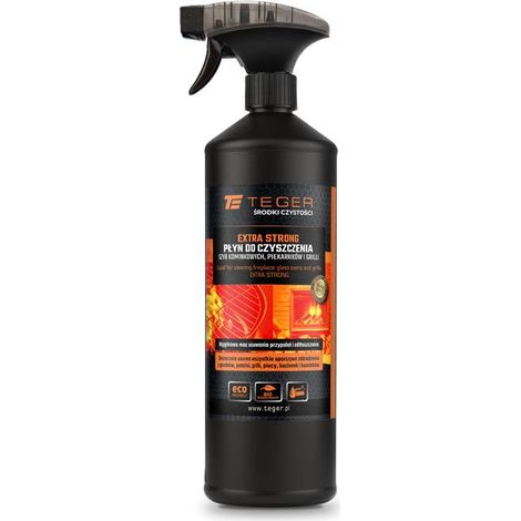 Detergente liquido extra forte per la pulizia di vetri di camini, forni e griglie, 1 l - atomizzatore, Teger (1/2)
