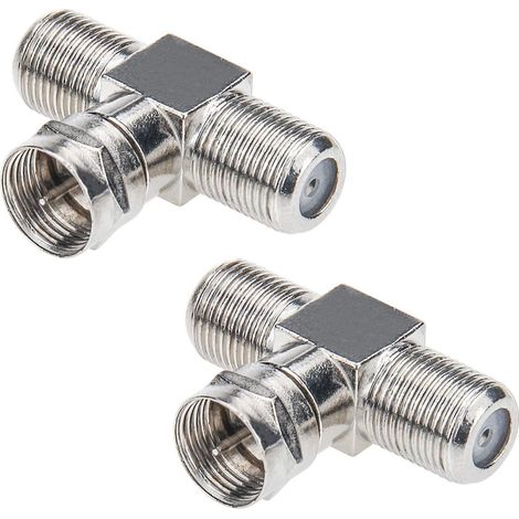 Adaptateur coaxial 3 voies type F mâle vers 2 femelles pour antenne TV intérieure (1/5)