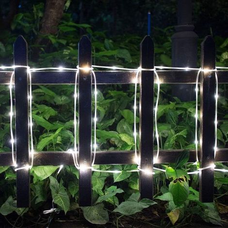 Guirlandes lumineuses solaires à l'extérieur,tube de lumière solaire 12M 100 LED,Chaîne lumineuse solaire étanche marche / arrêt automatique à l'extérieur de la Chaîne lumineuse Lumières de Noël(blanc