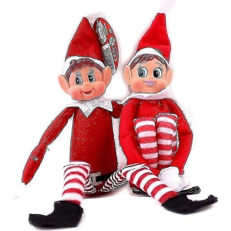12 pouces Garçon / Fille Les lutins de Noël coquins à exposer sur une étagère Peluche de Noël lutin rouge et blanc fille et garçon (1/5)