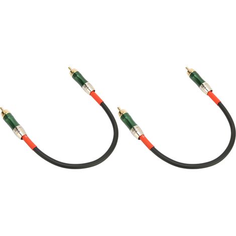 Lot de 2 câbles RCA professionnels à double blindage et connecteurs plaqués or, RAC vers RCA mâle-mâle, pour amplificateur TV/DVD, 0,3 m (1 pi), vert (1/4)