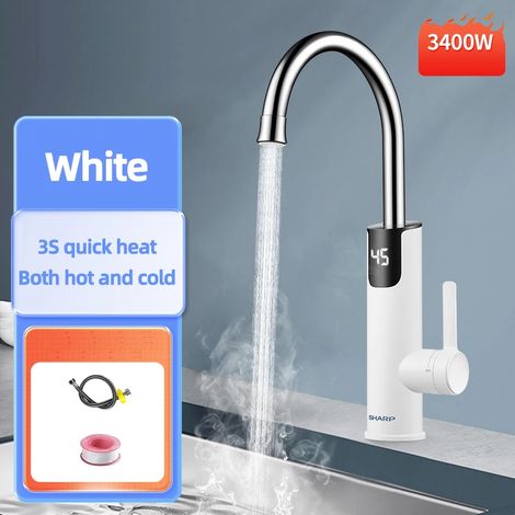 Robinet chauffe-eau électrique instantané 2 en 1 (blanc) 3400 W, 220 V, pour usage domestique. (1/5)