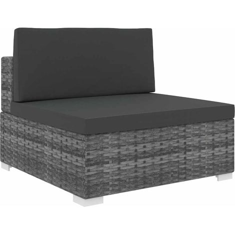 Siège Central de Jardin Modulable en Résine Tressée avec Coussins Gris 70 x 70 x 52,5 cm - PANGIVO (1/5)