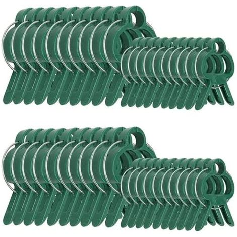 Plant Clips for Attaching Plants, 80 Clips (30 Large + 50 Small), Green - Helps Climbing Plants on Spiral or Bamboo Stakes - Clips for Gardening and Vegetable Gardens (1/5)