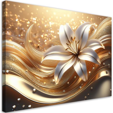 Quadro su tela, Fiore d'oro Glamour - 120x80 (1/5)