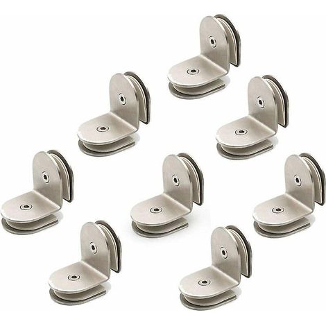 jeu De 8 Pinces 90 Degrs En Acier Inoxydable 304, Supports Verre-verre, Supports D'tagres En Verre Pour Panneaux En Verre De 8 12 Mm D'paisseur, (1/5)