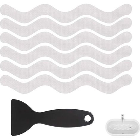 24 Pcs Autocollant Antidérapant Baignoire,Autocollants Baignoire,Autocollants de Douche,Imperméable et Transparent，pour Baignoires, Escaliers, Sols, Livré avec Une Petite Pelle（181.3cm） (1/5)