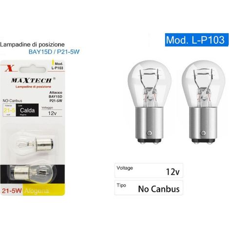 Trade Shop - Lampadine Di Posizione Auto Bay15d 12v 21-5w Luce Calda Alogena No Canbus L-p103 - (1/3)