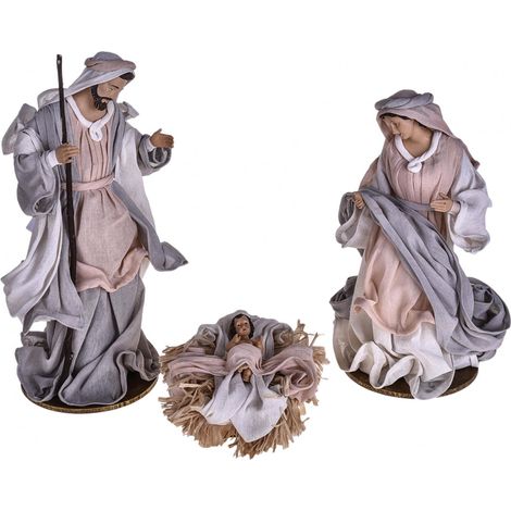 Natività completa per presepe in tessuto set da 3 statue decorazione natalizia h 36 cm -Cipria