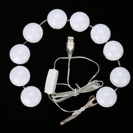 Miroir de Maquillage LED Lumière Dimmable Ampoules Tons Chauds/Froids Miroir de Toilette (1/5)
