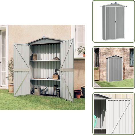 Abri de jardin Gris 116x45x175 cm Acier galvanisé - Abri De Jardin - Abri De Rangement - Abri Extérieur - Rangement Jardin - Outillage