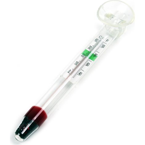 SunSun WDJ-02 Aquarium Thermometer -1–43 °C / 35–105 °F analoges Glasthermometer mit Saugnapf für Aquarium Temperatur, Terrarium oder Gewächshaus