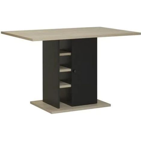 Gami rechteckiger Tisch Eiche Hell und Schwarz 120x80 cm