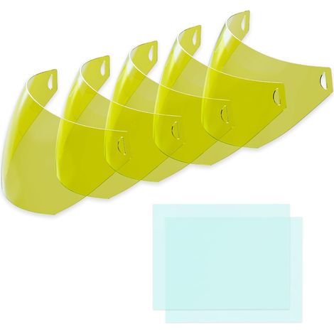 Casque soudage Lot de 7 écrans de Protection,Verres de Rechange internes et externes,5×écrans extérieurs 2×écrans intérieurs,écrans de Remplacement pour cagoules de soudage automatiques H-21 (1/5)