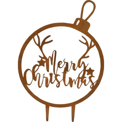 statue jardin exterieur-Décoration de jardin de Noël avec lettres Rusty - Pieu métallique résistant aux intempéries pour jardin, terrasse ou chemin (31 x 21cm) (1/5)