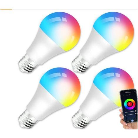 Ampoule LED E27- Ampoule Connectée Wifi E27 10W LED Multicouleurs RGB + CCT 2000K-4000K, Compatible Avec Alexa/Google Home, Ampoule Intelligente Pas Besoin de Hub, 1PCS- (1/5)