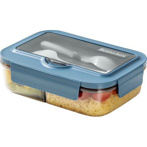 Lunch Box Micro Ondable, 1400Ml Boite Repas avec 3 Compartiments et Couverts, Boite à Lunch pour Pique-Nique