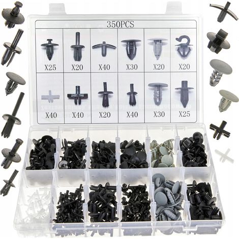 Juego de clips clavijas y grapas para tapicer铆a 350 piezas Volvo 18 tama帽os (1/5)