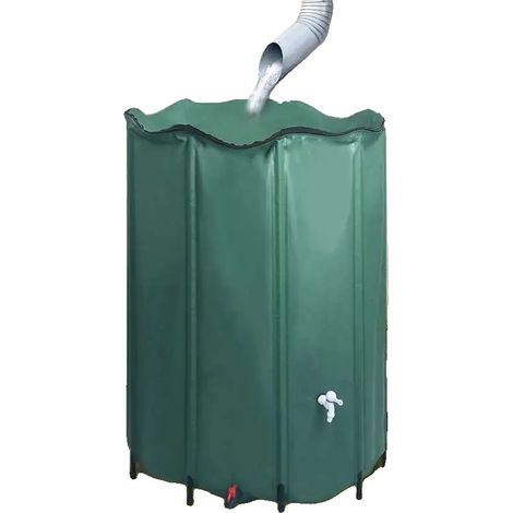 Depósito de agua de lluvia, capacidad de 1250 litros, diseño plegable, verde. (1/2)