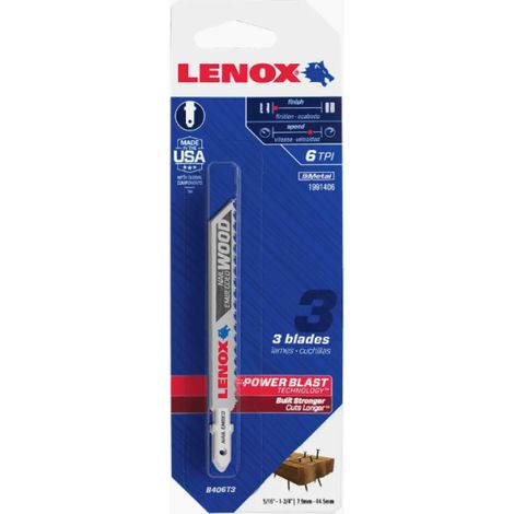 LENOX – Lame de scie sauteuse T‑Shank 6 TPI 4" (101 mm)