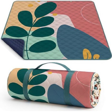 Wasserdichte Picknickdecke 200 x 200 cm XL – Weiche und waschbare Picknickdecke – Picknickmatte / Picknickdecke – ModernBotanic (1/5)