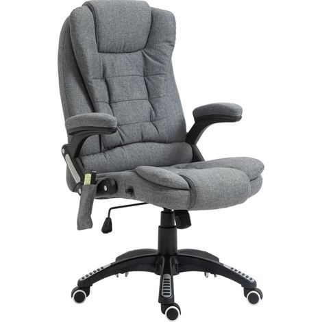Chaise de bureau massante ergonomique inclinable, réglable en hauteur, pivotante 360°, avec chauffage et 6 points de massage, gris foncé, pour télétravail  CHICFURN (1/5)