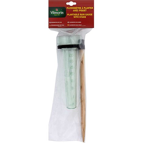 Vilmorin – Pluviomètre à planter avec piquet – Mesure précise des précipitations – Idéal pour terrains en pente – Matériaux résistants aux intempéries