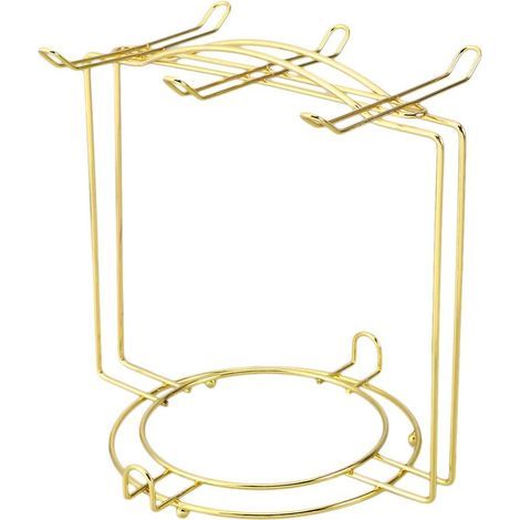 Stainless Steel Cup Holder with 6 Gold Coffee Cups (1/5)