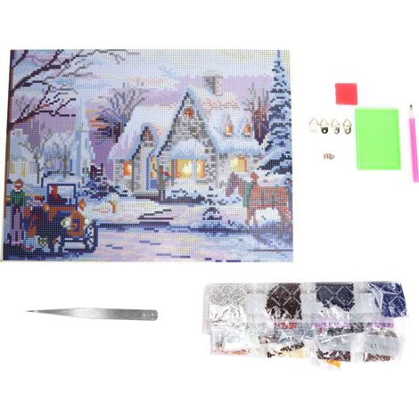 Kit de Broderie Diamant LED Motif Neige Lumineuse, Décoration Murale Artisanale pour Maison (1/5)