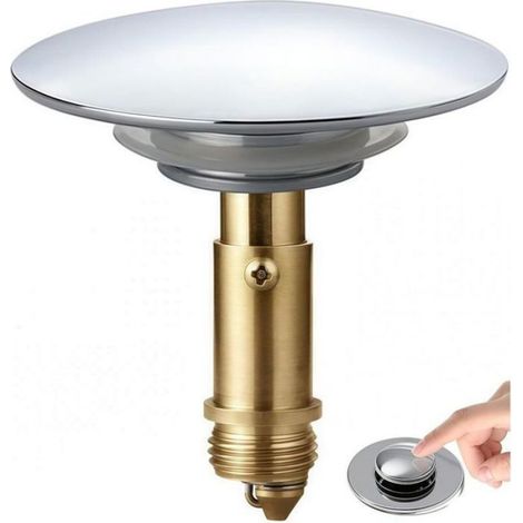 Bonde clic-clac pop-up 66 mm – Laiton massif chromé – Mécanisme à ressort – Étanchéité optimale pour lavabo de salle de bain et cu (1/5)