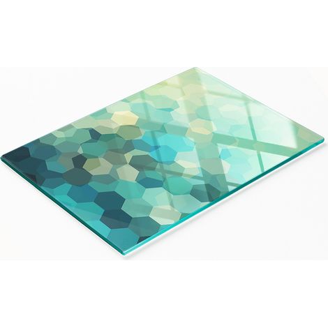Planche décorative multifonctionnelle pour cuisine, en verre trempé, style abstrait, 80 x 52 cm (1/5)