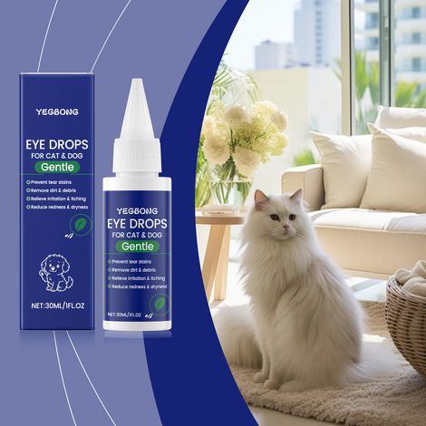 Gouttes oculaires pour animaux de compagnie pour nettoyer les traces de larmes, gouttes oculaires, produits de nettoyage pour chats et chiens -- 30 ml (1/5)