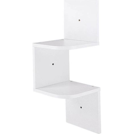 2 Tier Wall Mounted Corner Shelf - White (1/2)