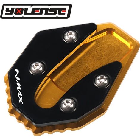 (Or) Compatible avec les motos YAMAHA NMAX155, NMAX125 et N-MAX 155 NMAX 125 : béquille latérale CNC, extension et support pour une meilleure stabilité. (1/4)