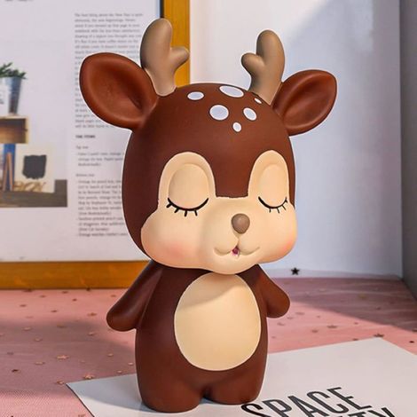 Tirelire en forme de cerf brun, style dessin animé, décoration de table pour la maison, idée cadeau d'anniversaire originale (1/5)