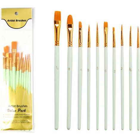 Set di 10 pennelli - per artisti, appassionati di pittura e bambini - Blu Lago (1/5)