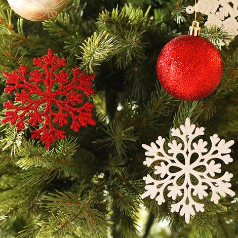Weiße Weihnachtsschneeflockengirlande, 10 cm / 40 Stück, Weihnachtsbaumschmuck (1/5)