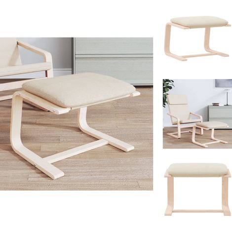 Polsterhocker - Living Fußhocker Creme 51x41x40 cm Stoff (1/5)