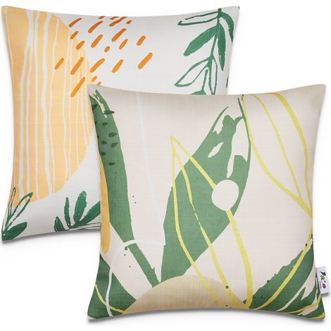 Paco Home Juego 2 Fundas Cojín 45x45 Decorativo Rayas Interior Exterior Decoración Beige, 2pcs-Set