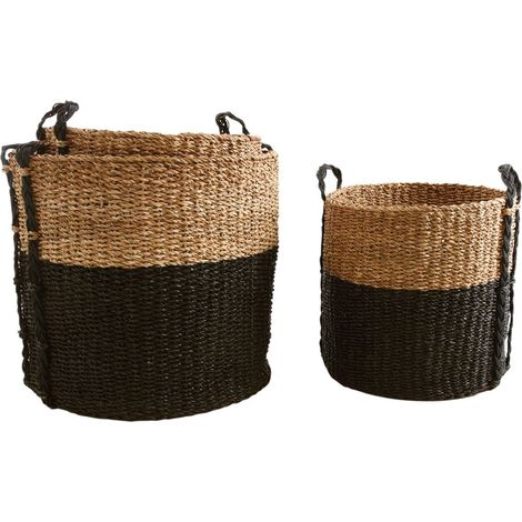 Cache-pot ronds en jonc de mer (Lot de 3) (1/2)